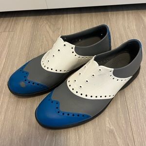 Biion Men’s Rubber Golf Oxford Shoes Blue White Grey Size 10